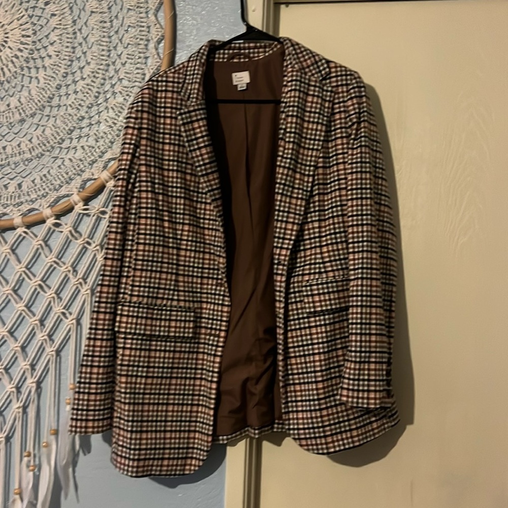 Plaid Brown Checkered Blazer